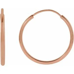 14K Rose Flexible Endless Tube 15 mm Hoop Earrings