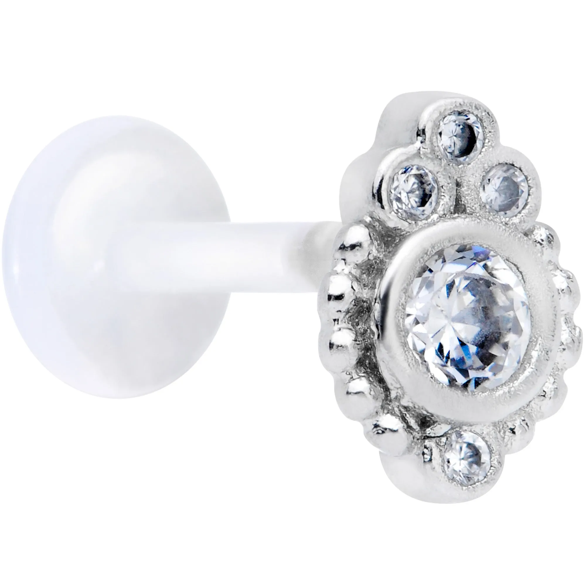 16 Gauge 5/16 Clear Gem Flexible Bioplast Teardrop Labret Monroe Tragus