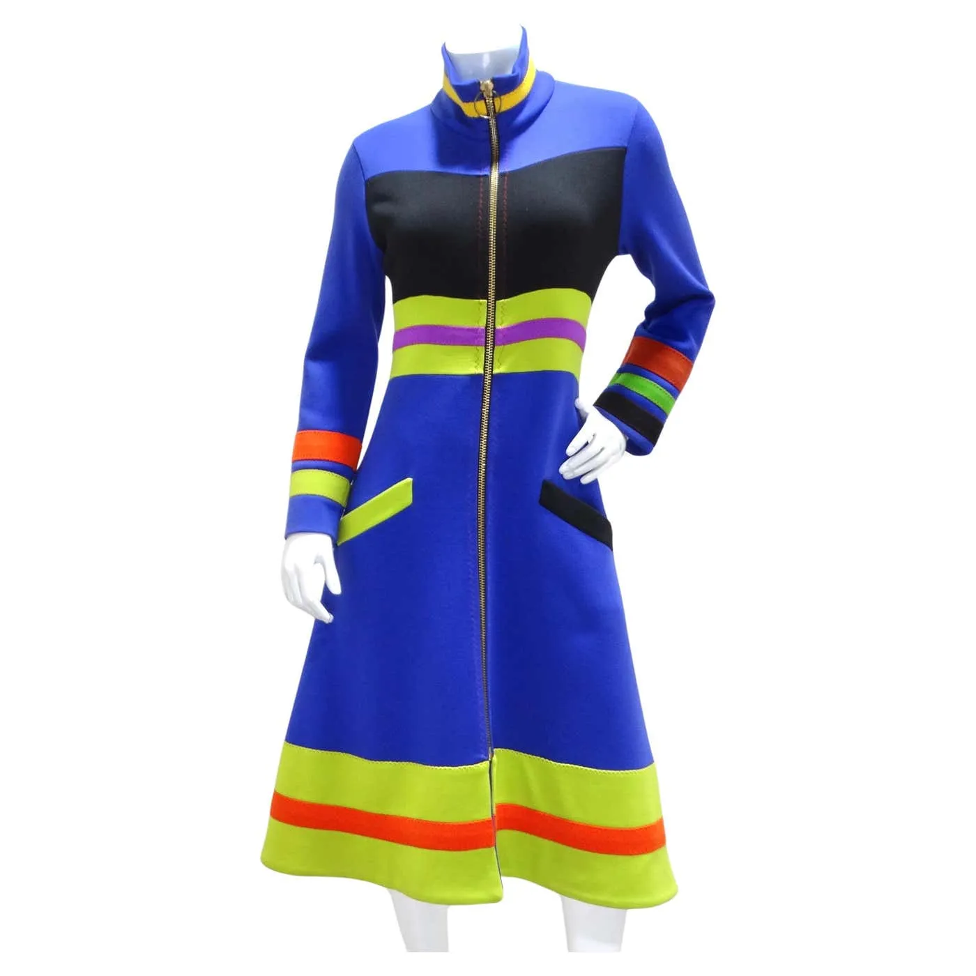 1960s Mod Color Block Jacket Dress