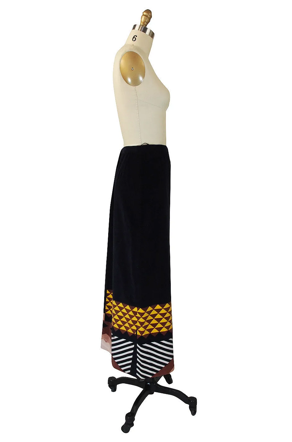 1970s Hermitt Velvet Print Maxi Skirt