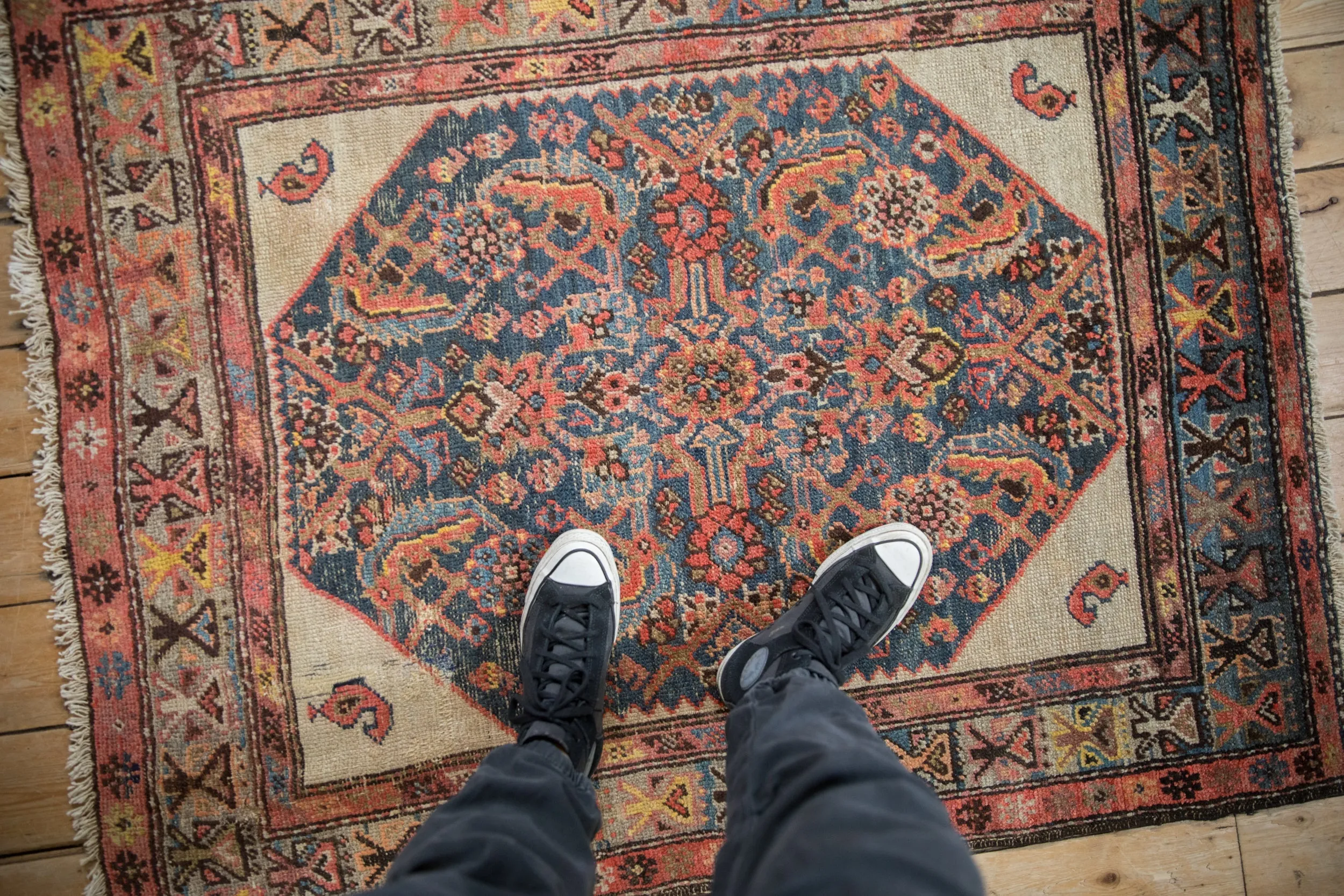 3.5x4.5 Antique Hamadan Square Rug