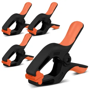 4 Piece,  7" Rubber Grip Nylon Spring Clamps - Durable DIY Woodworking Tools
