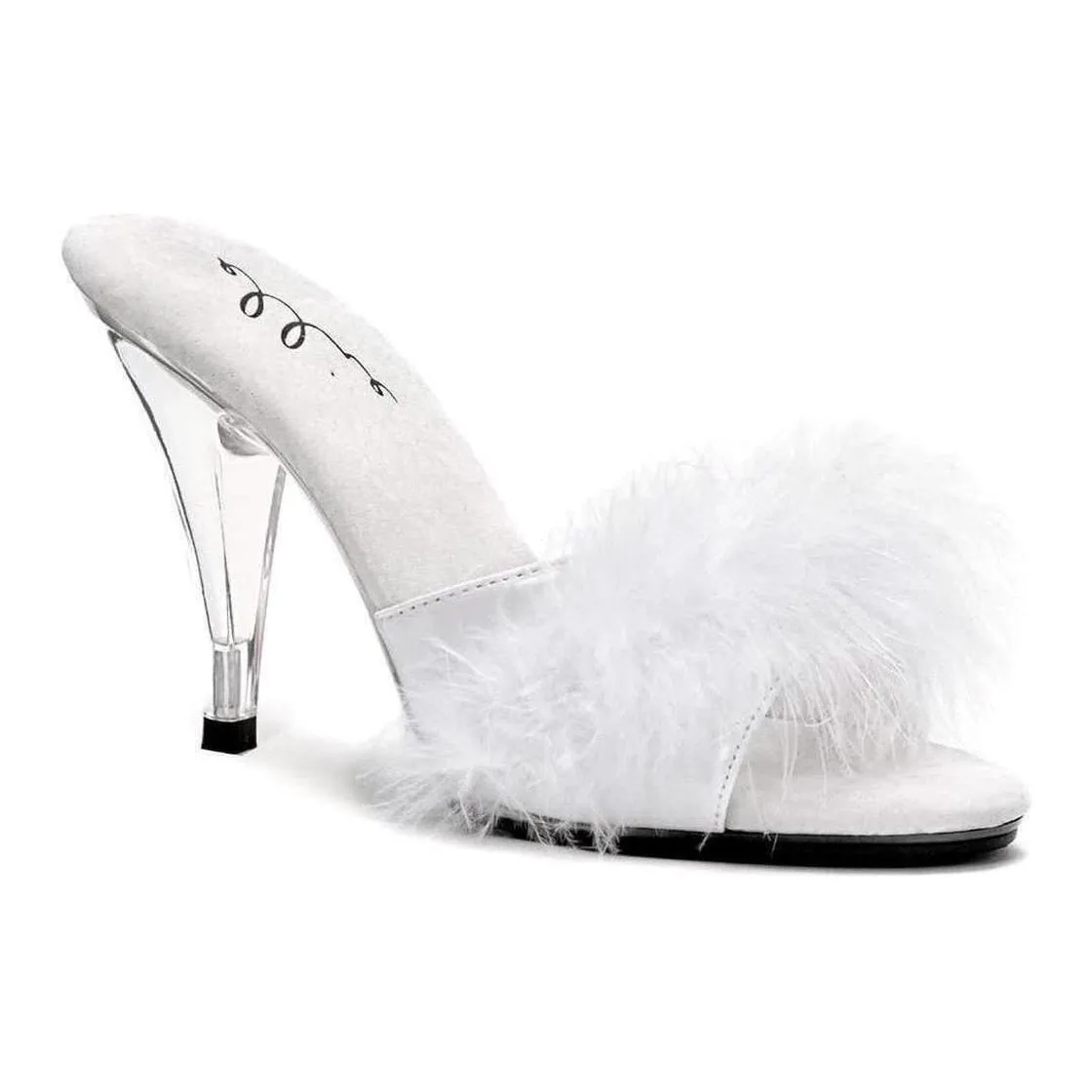 405-SASHA Marabou  | White Genuine Satin