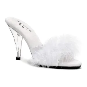 405-SASHA Marabou  | White Genuine Satin