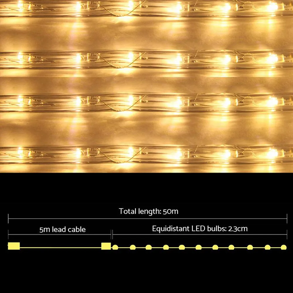 50M Christmas Rope Lights 1200 LED Warm White