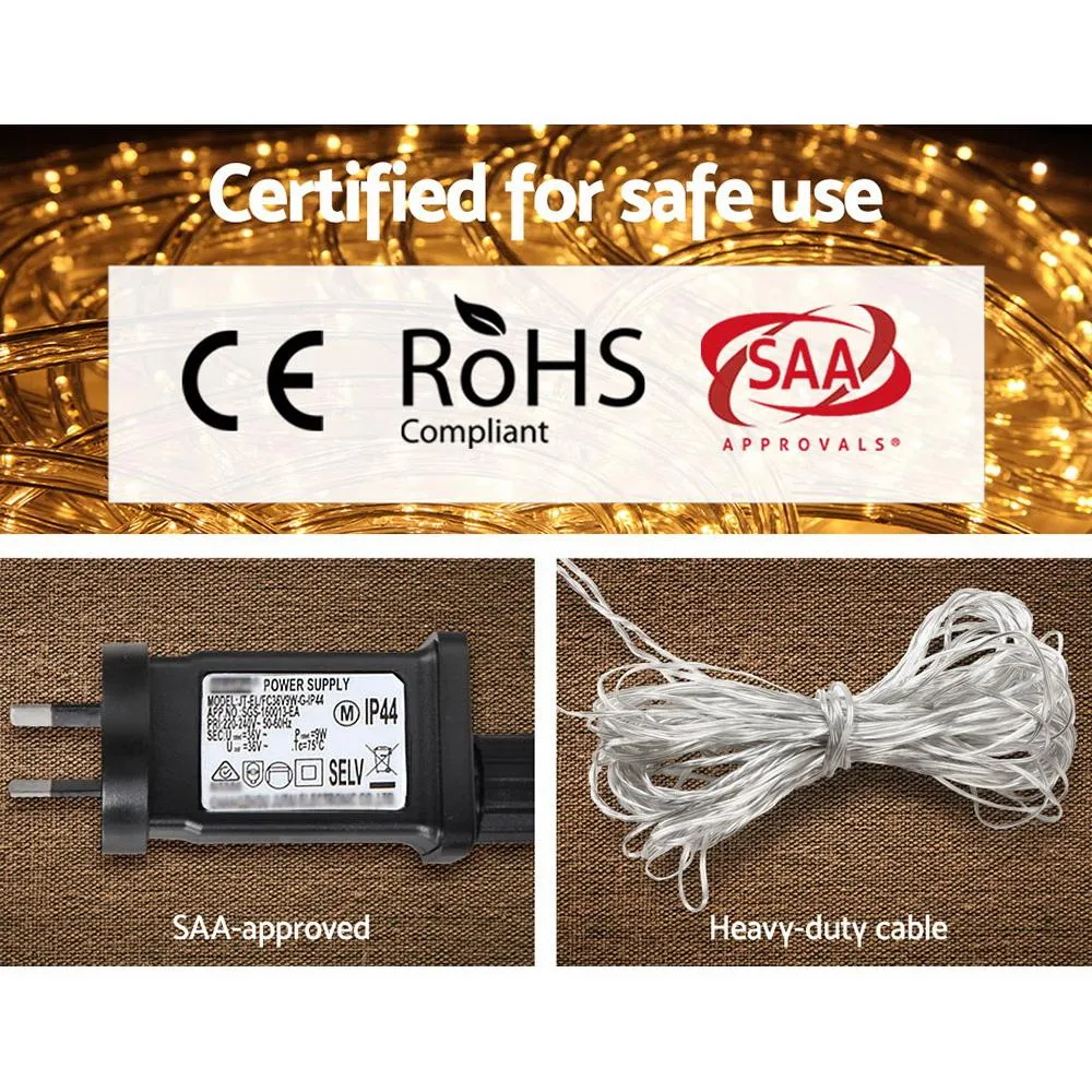 50M Christmas Rope Lights 1200 LED Warm White
