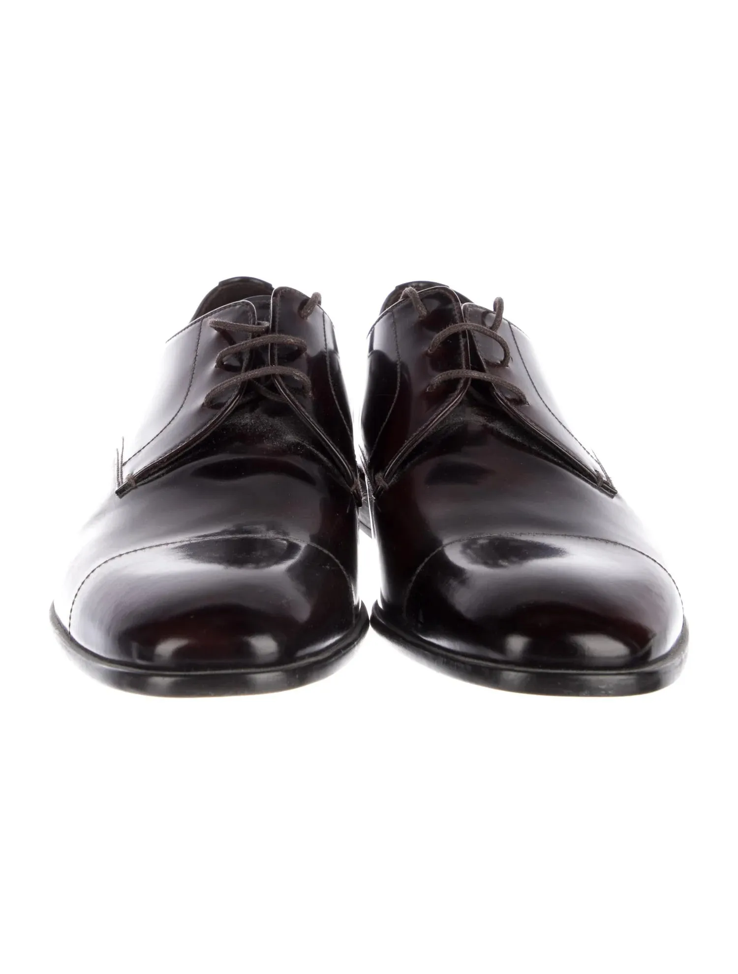 $780 PRADA - Patent Leather Cap Toe Spazzolato Oxfords W Logo Inset Heel - 11US