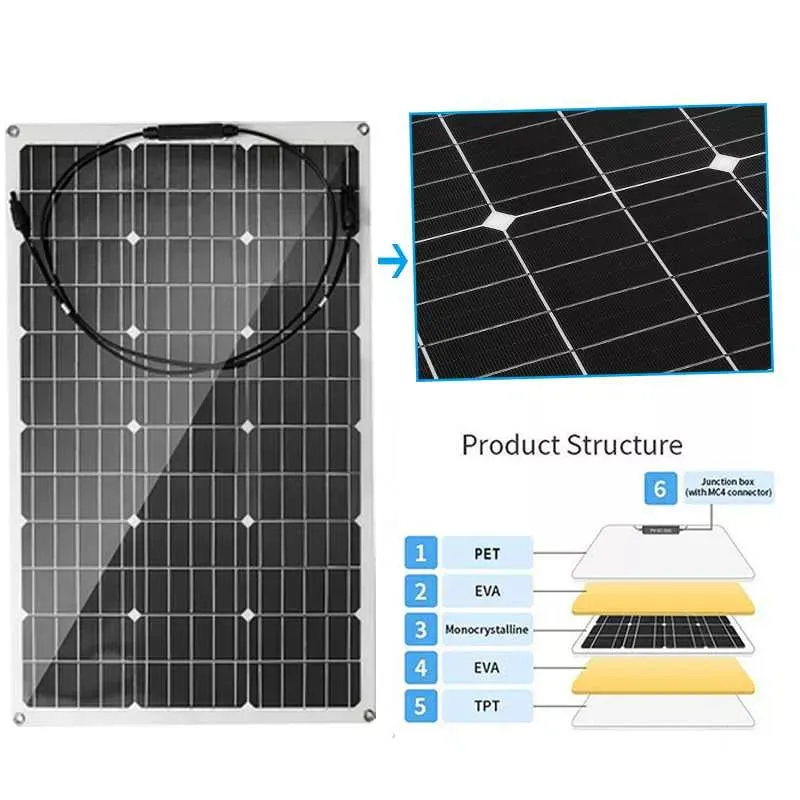 800W 1600W Solar Panel 18V PET Flexible Solar System Solar Panel Kit
