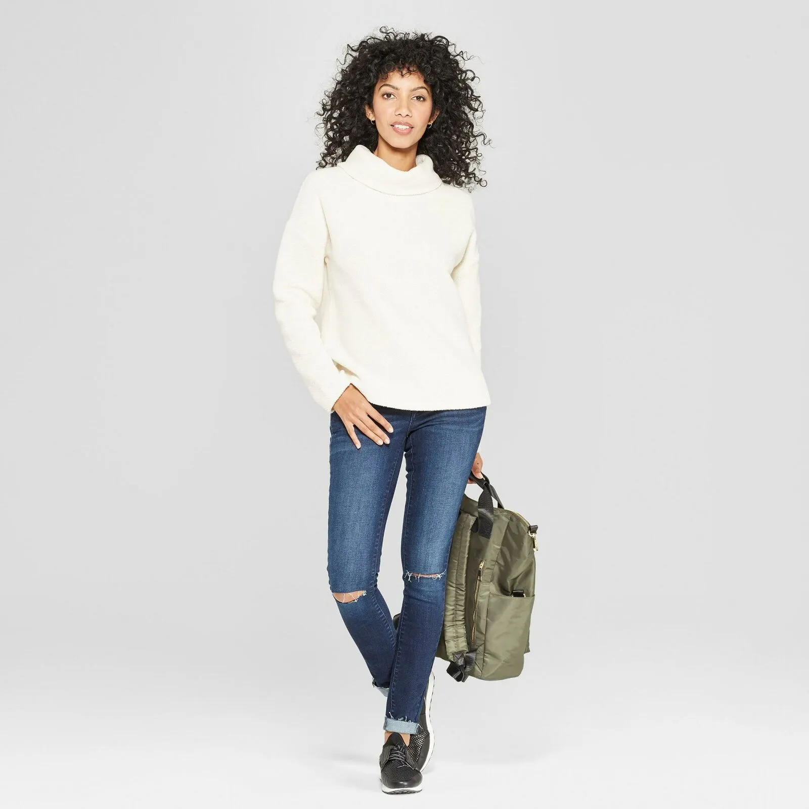 A New Day Women's Long Sleeve Cowl Neck Knit Top Shirt