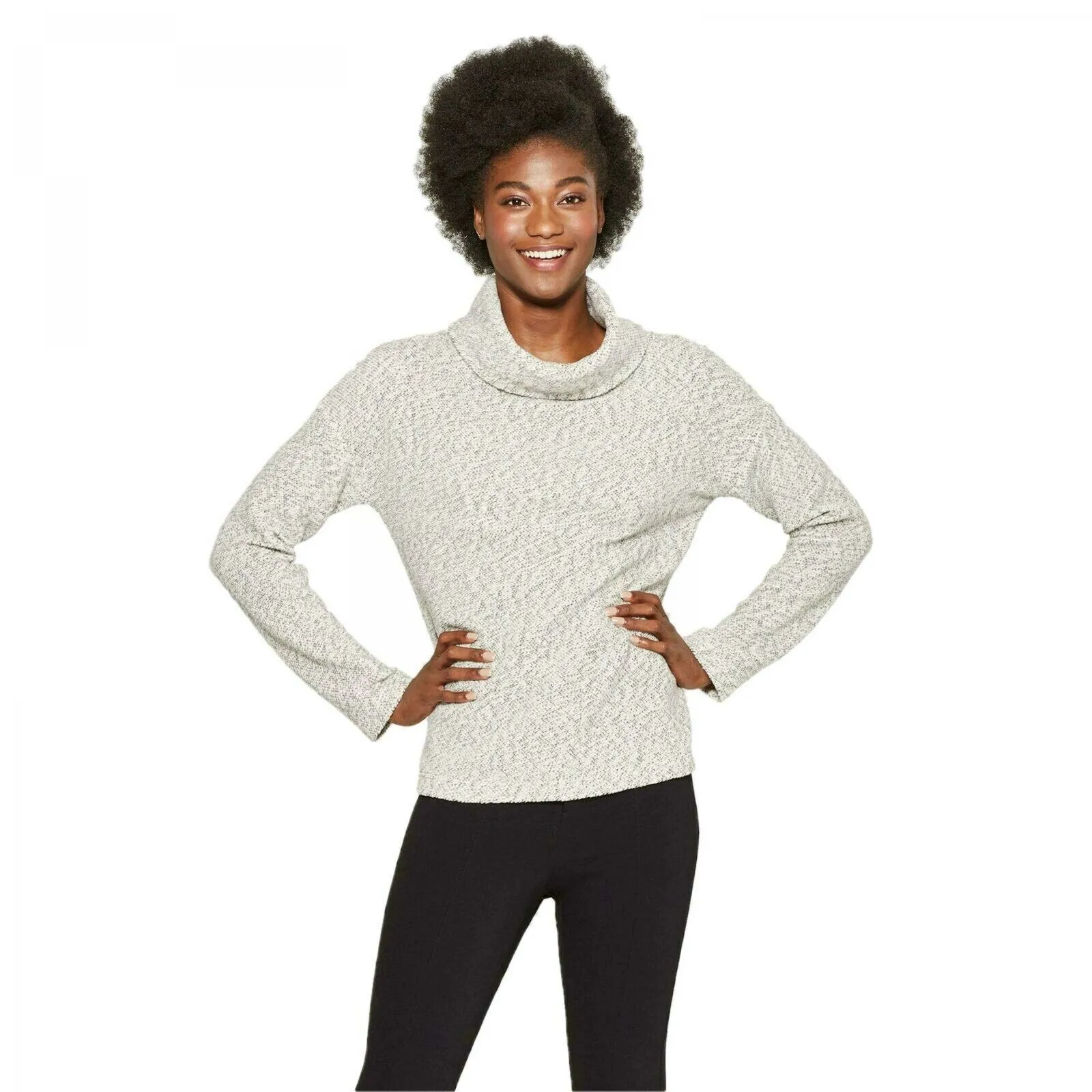 A New Day Women's Long Sleeve Cowl Neck Knit Top Shirt