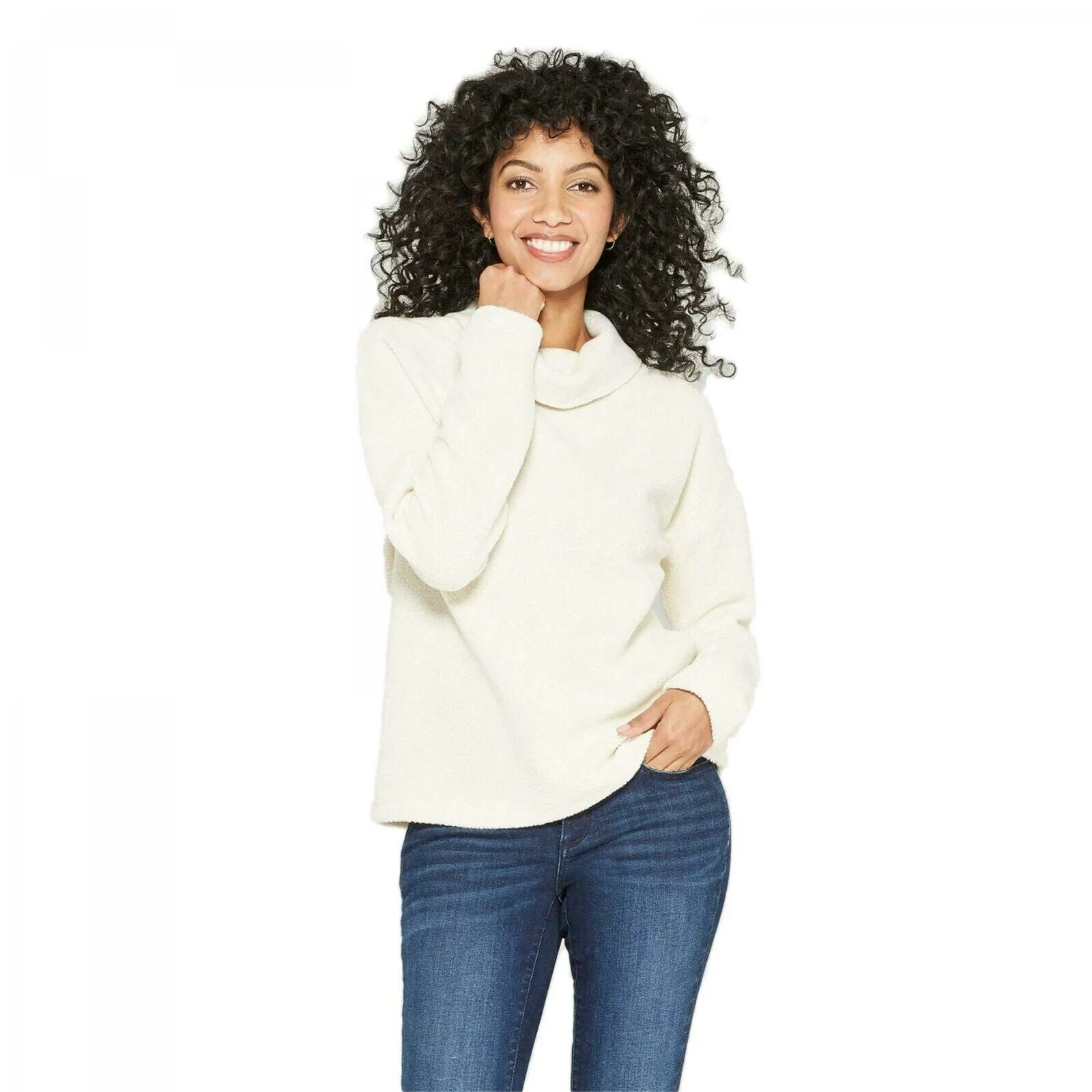 A New Day Women's Long Sleeve Cowl Neck Knit Top Shirt