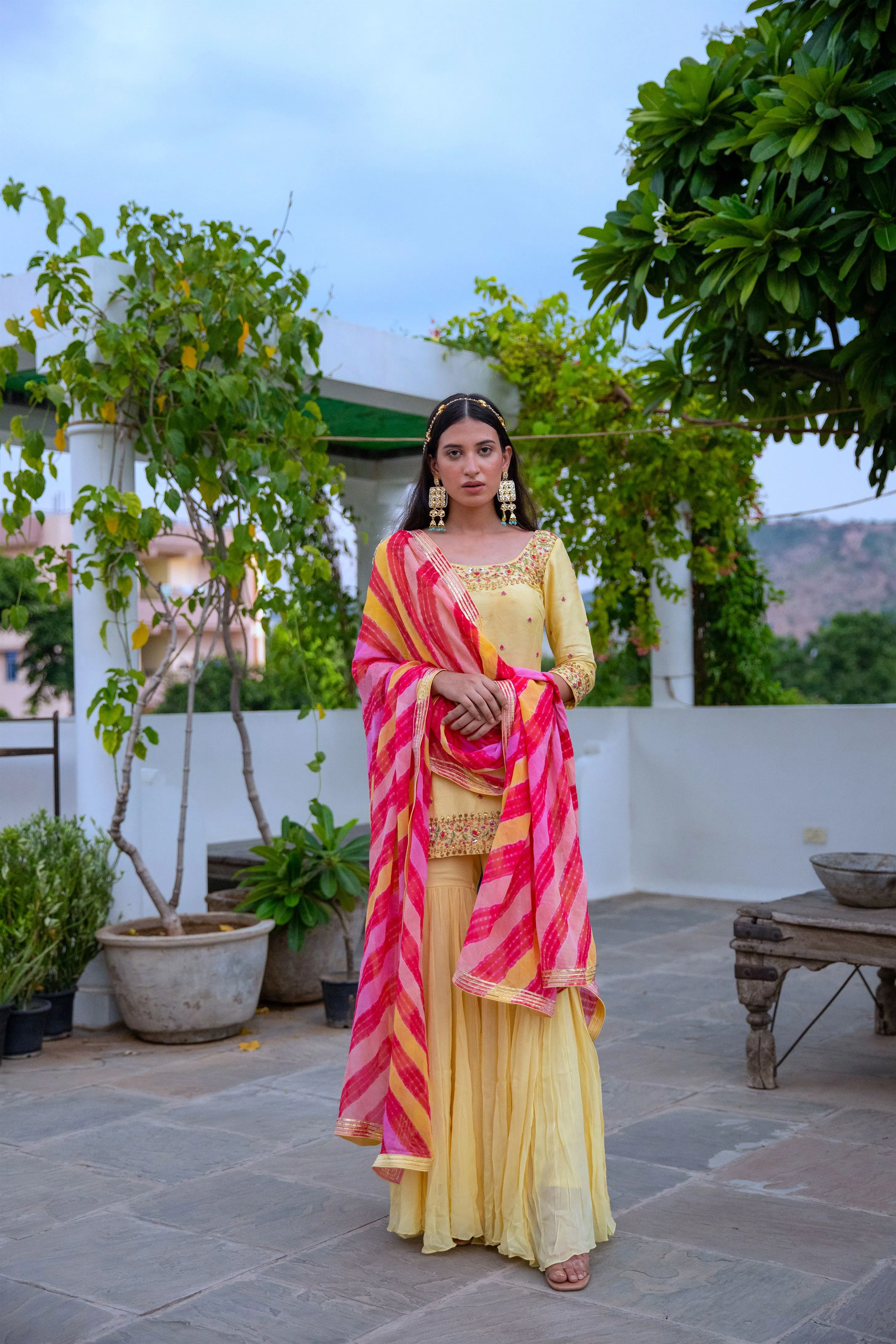 Aarti Sethia Studio    I   Yellow Hand Embroidered Silk Sharara Set