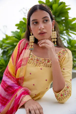 Aarti Sethia Studio    I   Yellow Hand Embroidered Silk Sharara Set