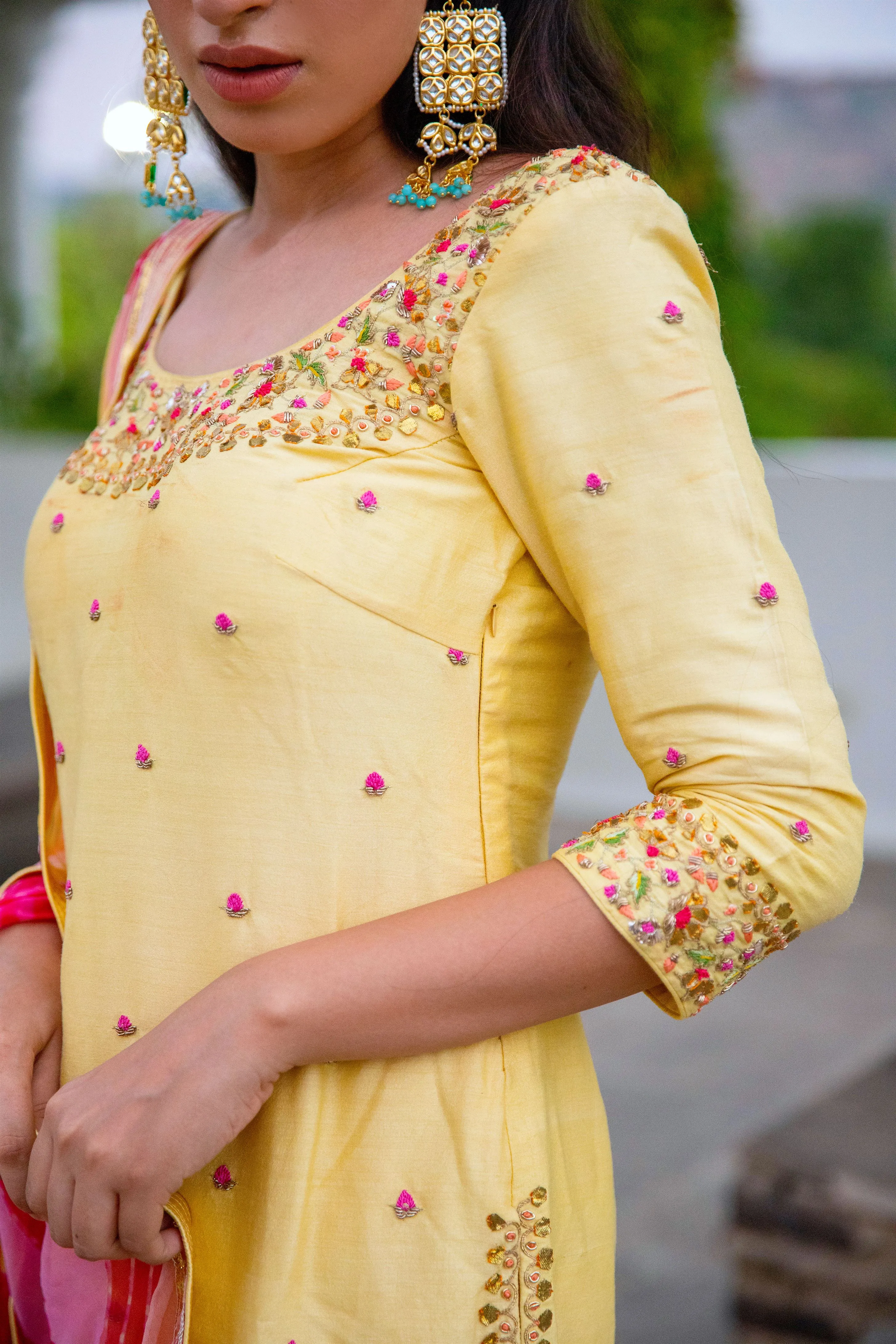 Aarti Sethia Studio    I   Yellow Hand Embroidered Silk Sharara Set