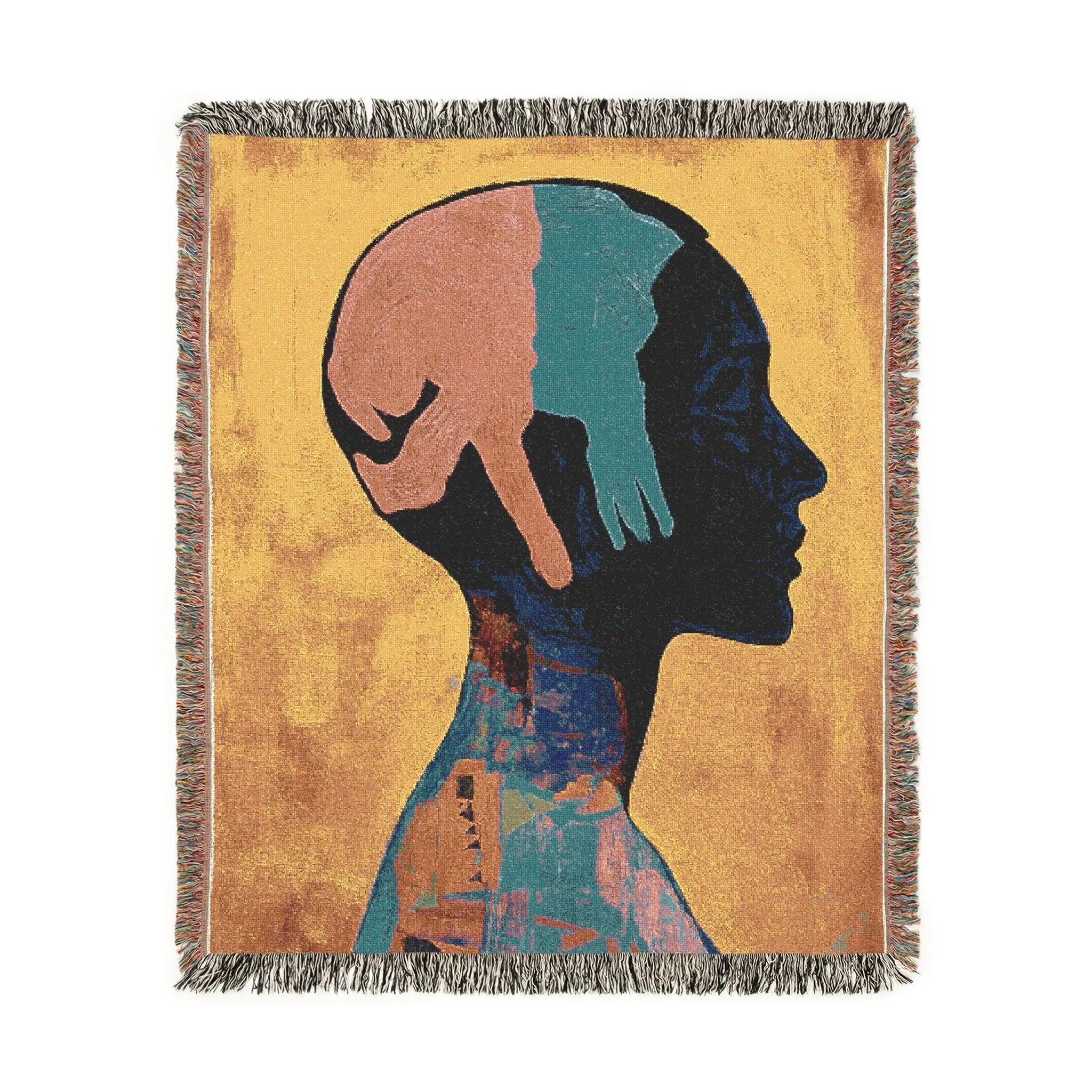 Abstract Human Silhouette Woven Blanket