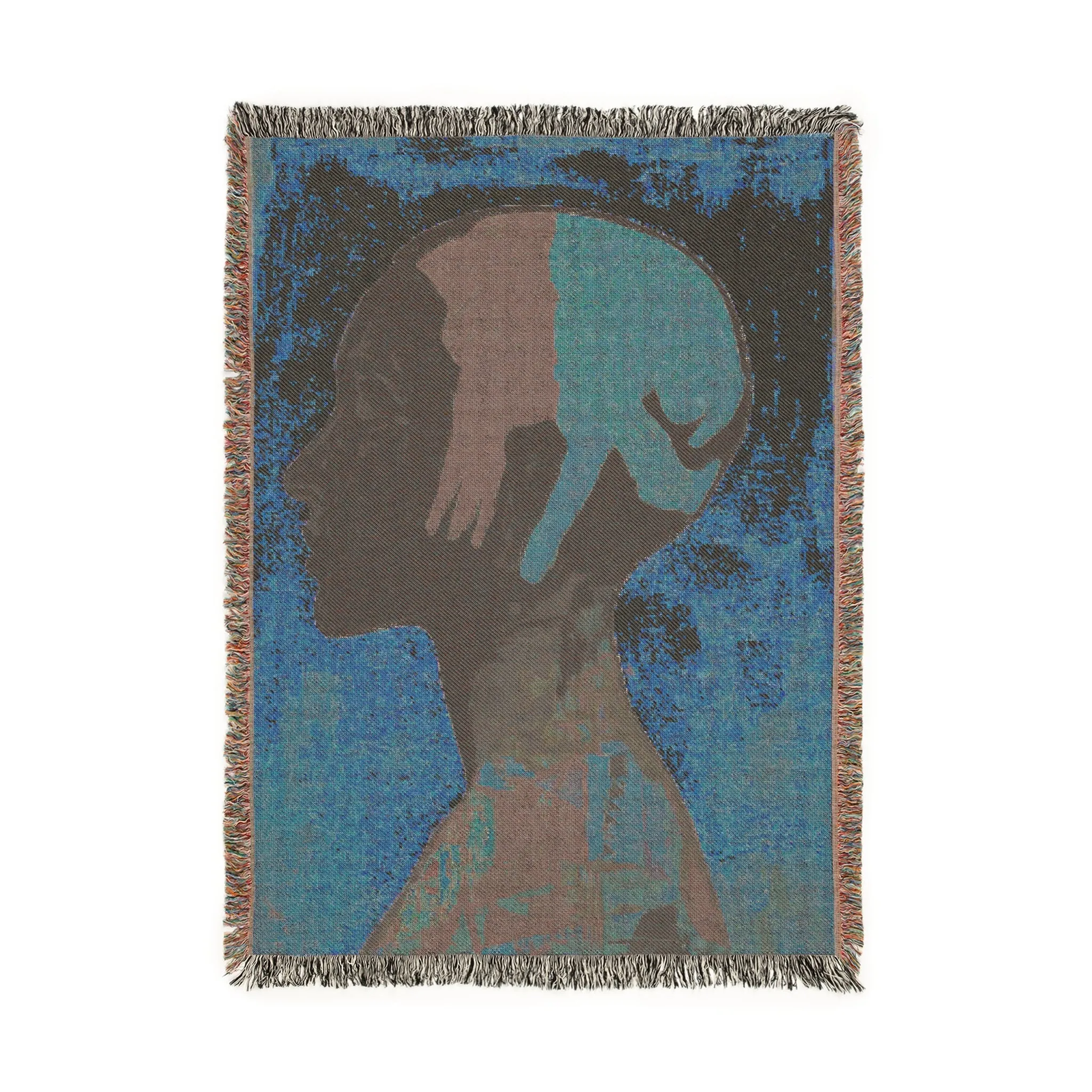 Abstract Human Silhouette Woven Blanket