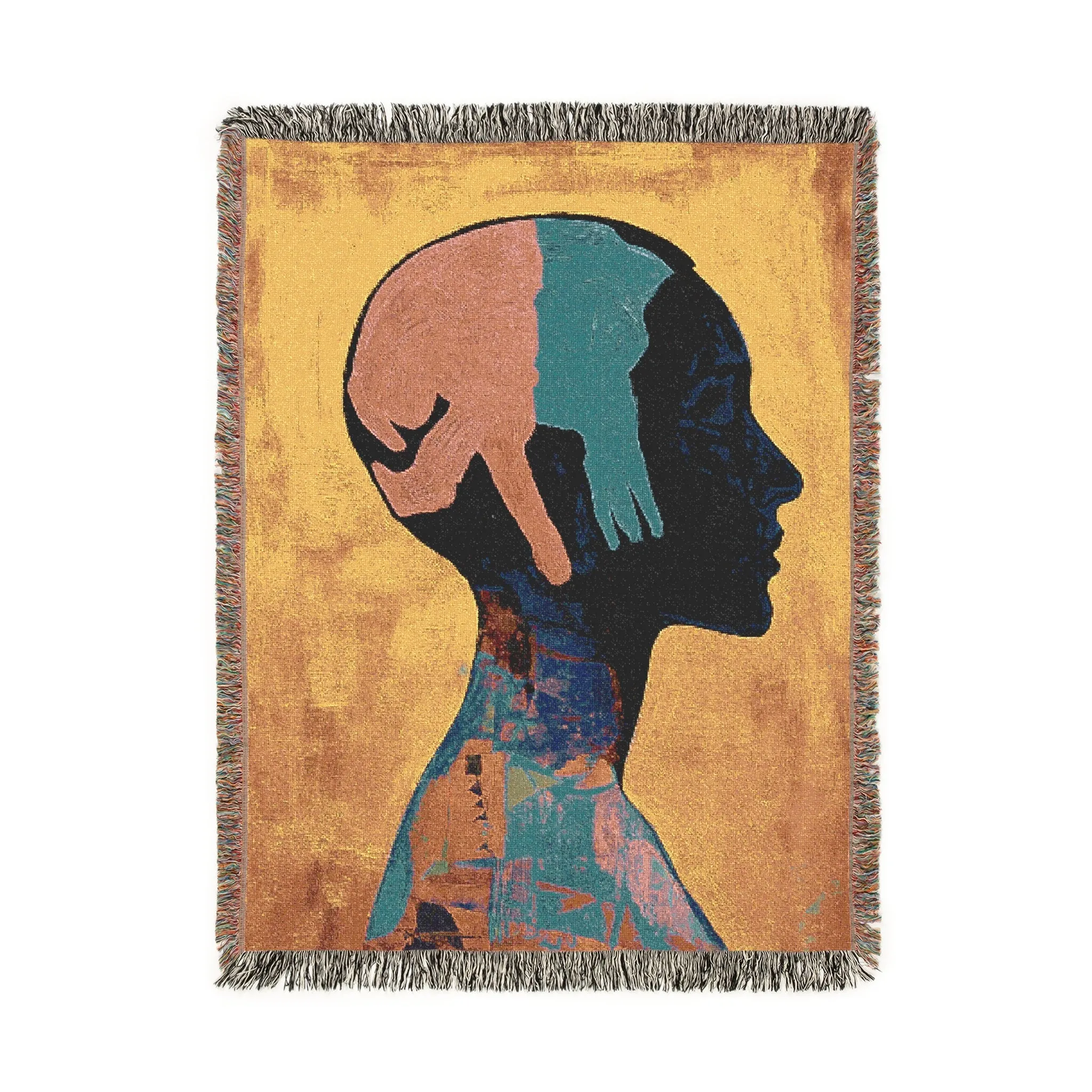 Abstract Human Silhouette Woven Blanket