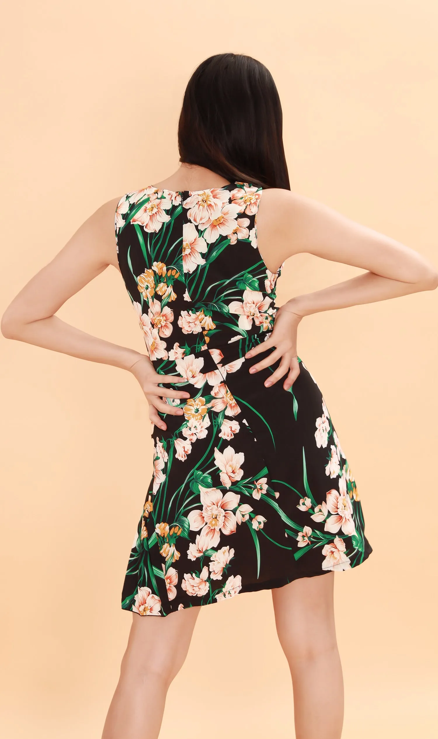 ADA Pleated-Hem Mini Dress (Black)