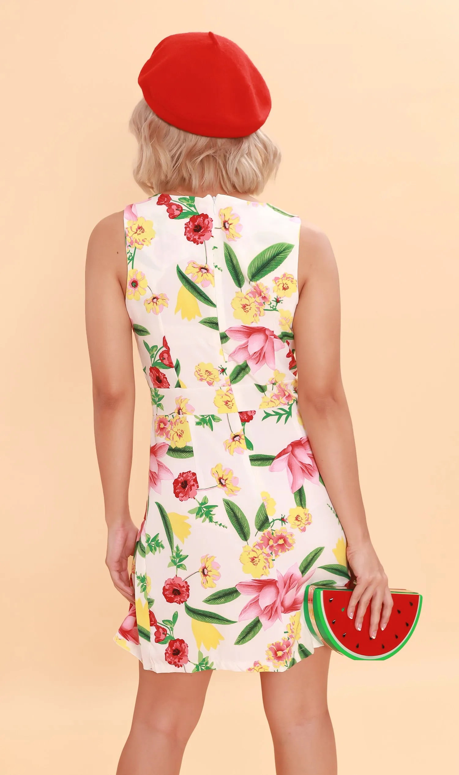 ADA Pleated-Hem Mini Dress (White)