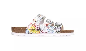 'Alba' women's slide sandal - white mix multi