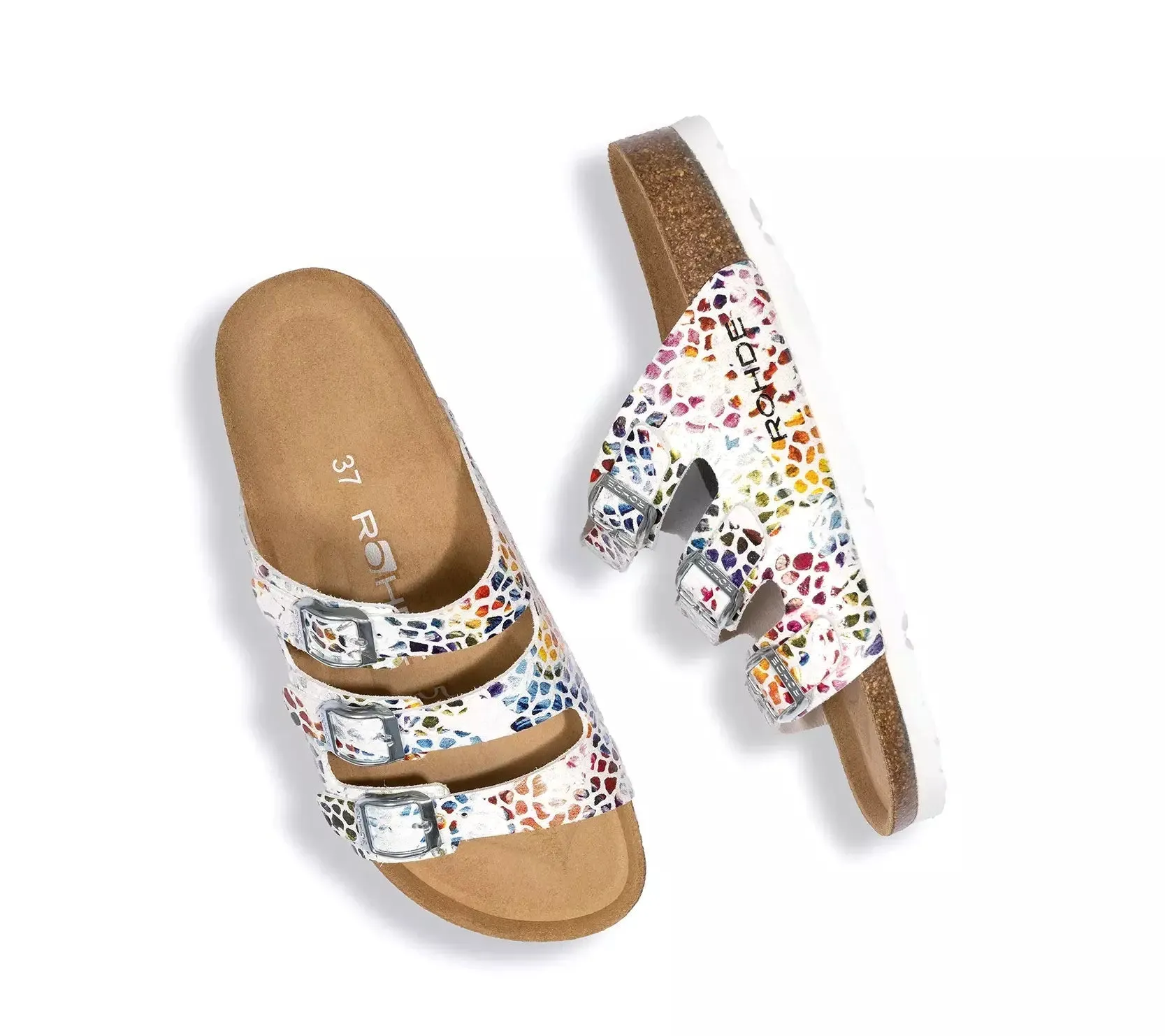 'Alba' women's slide sandal - white mix multi