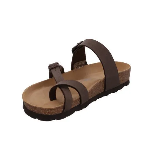'Alba' women's toe slide sandal - brown