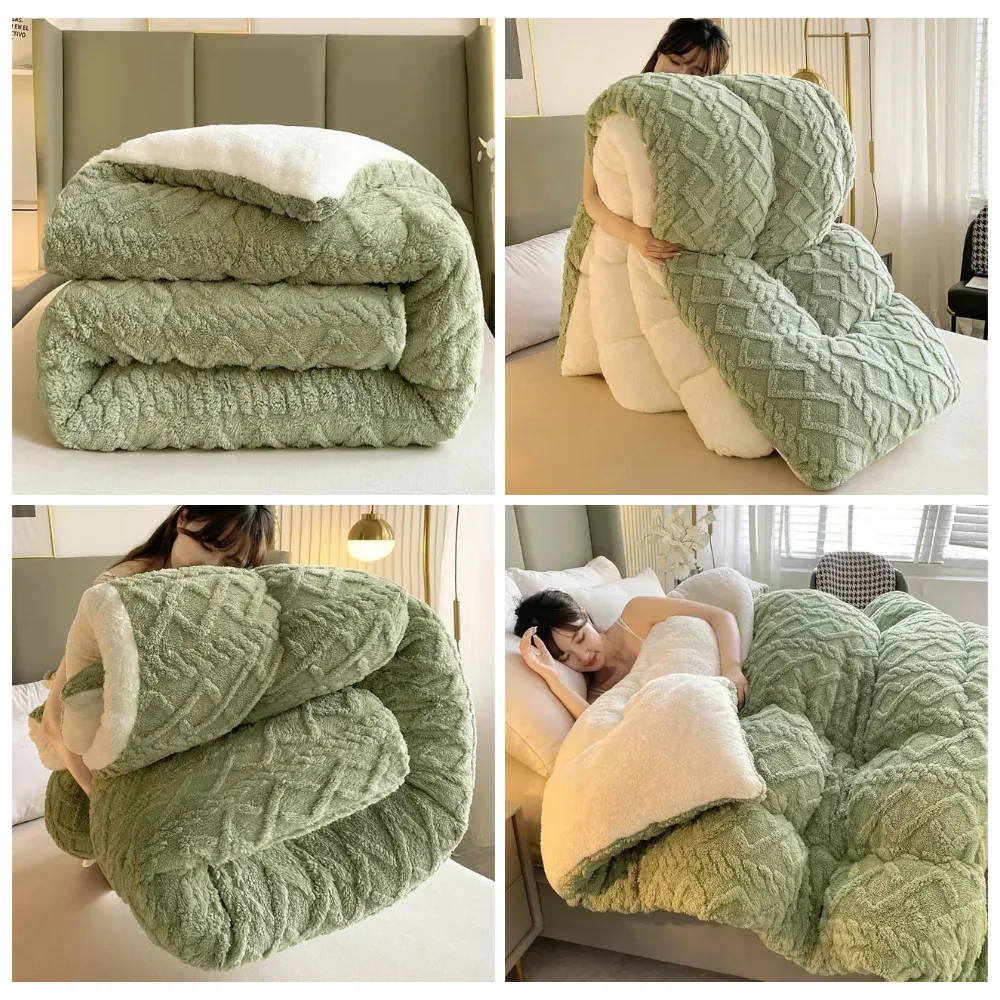 Anyhouz Blanket Purple Cashmere Super Thick Warm Quilt Comforter