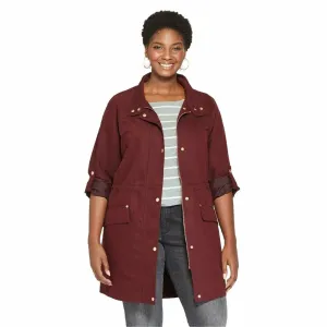 Ava & Viv Women's Plus Size Convertible Twill Anorak Jacket