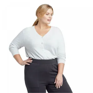 Ava & Viv Women's Plus Size Long Sleeve V-Neck Ribbed Button Front Cardigan