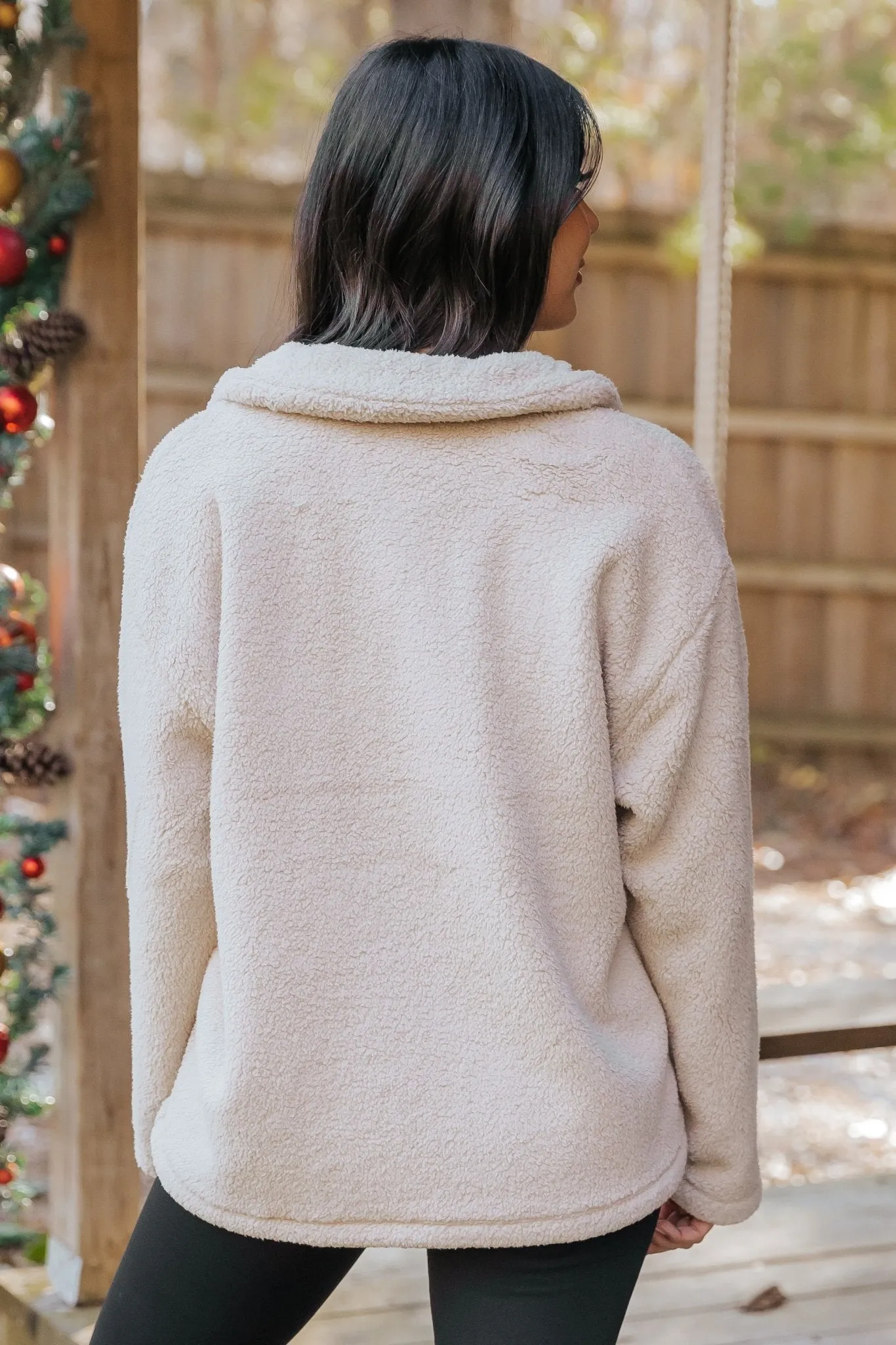 Beige Fleece Half Zip Up Jacket - FINAL SALE