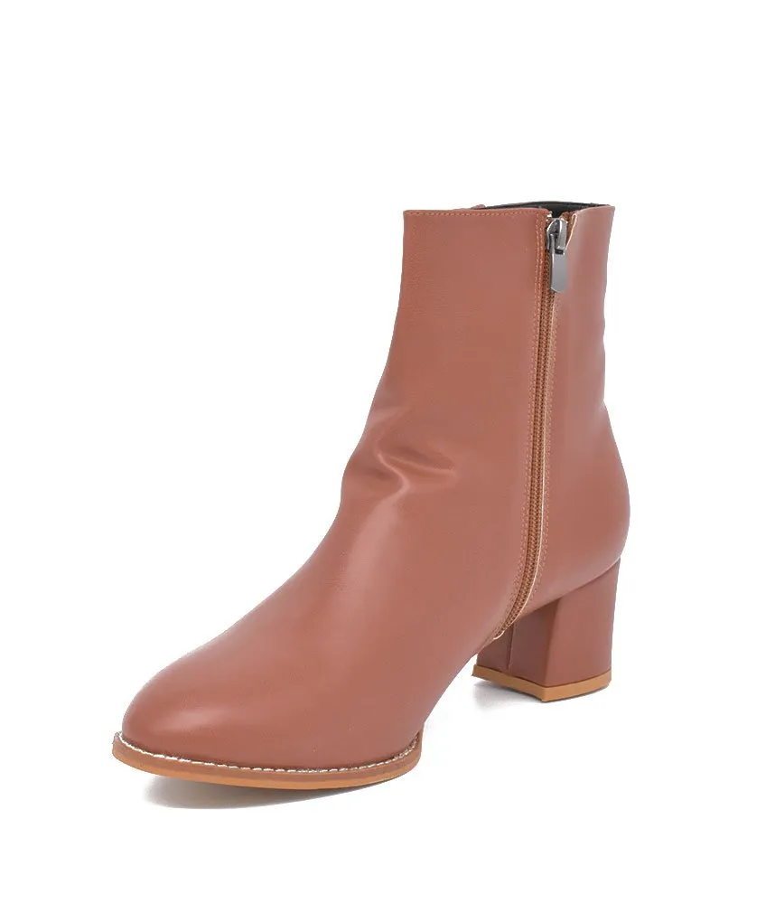 Belle & Lucy Chic Brown Ankle Boots