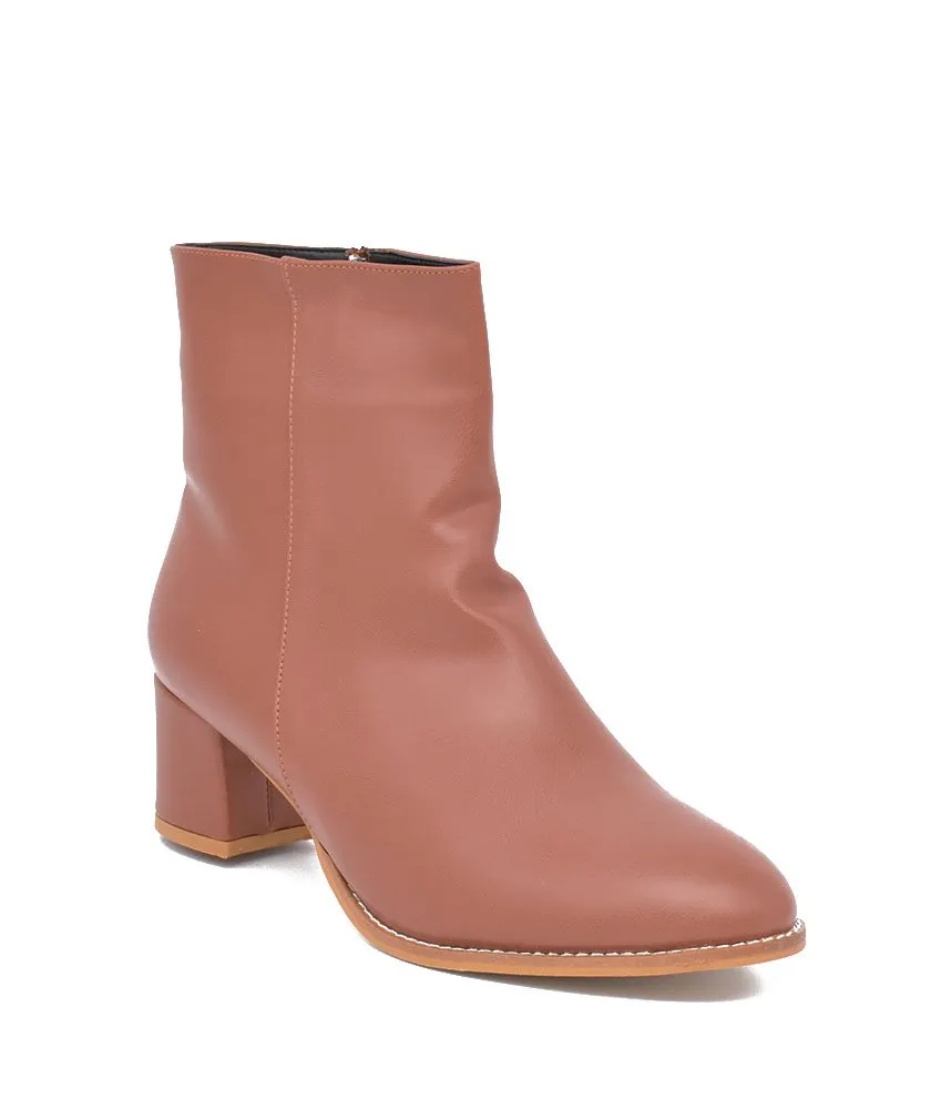 Belle & Lucy Chic Brown Ankle Boots