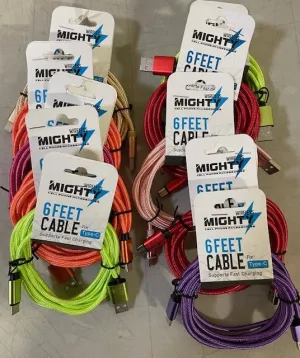 Cell Phone Accessories, Fabric USB-to-C Charge Cable, 6Ft.