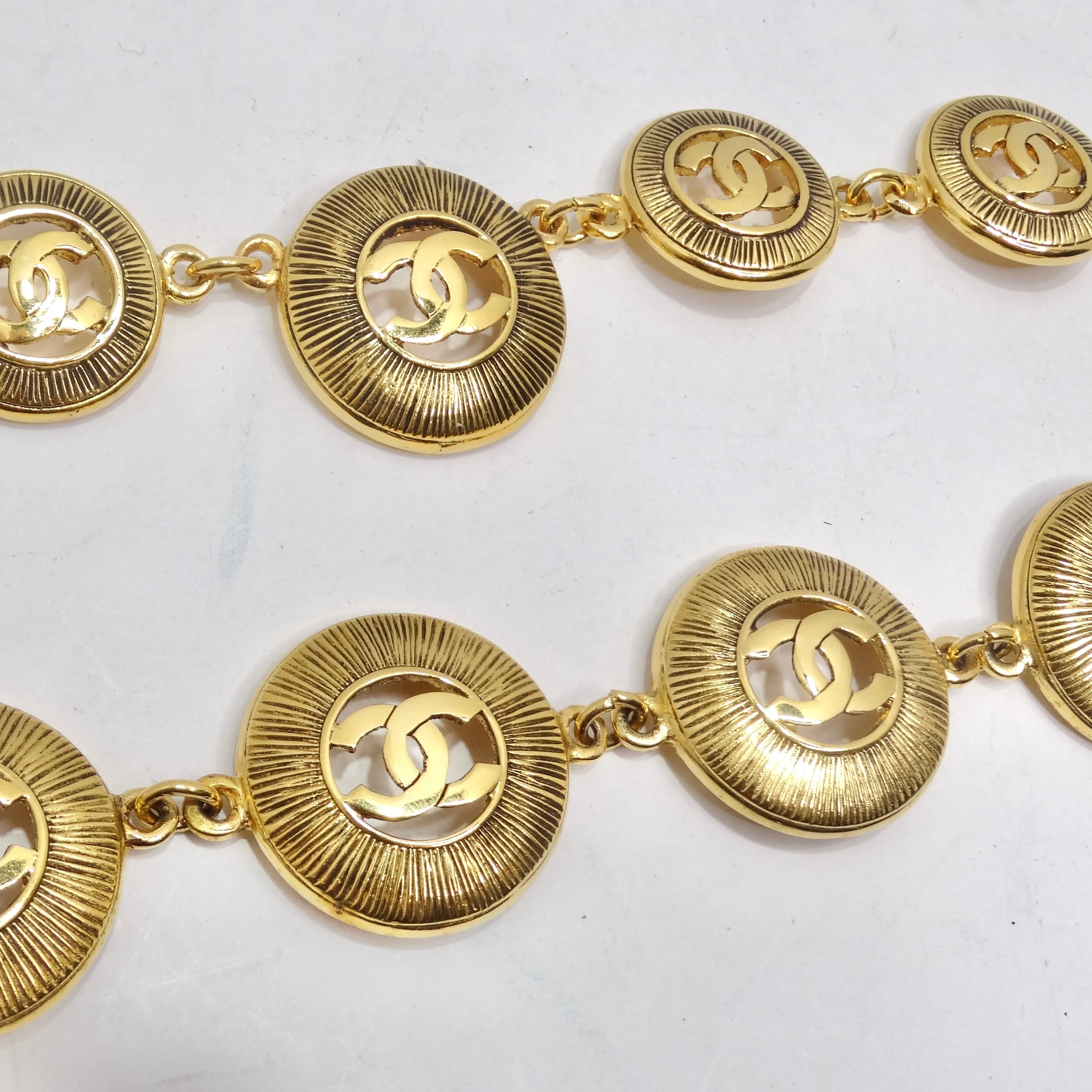 Chanel 1980s Logo Medallion Charm Necklace and Bracelet Set
