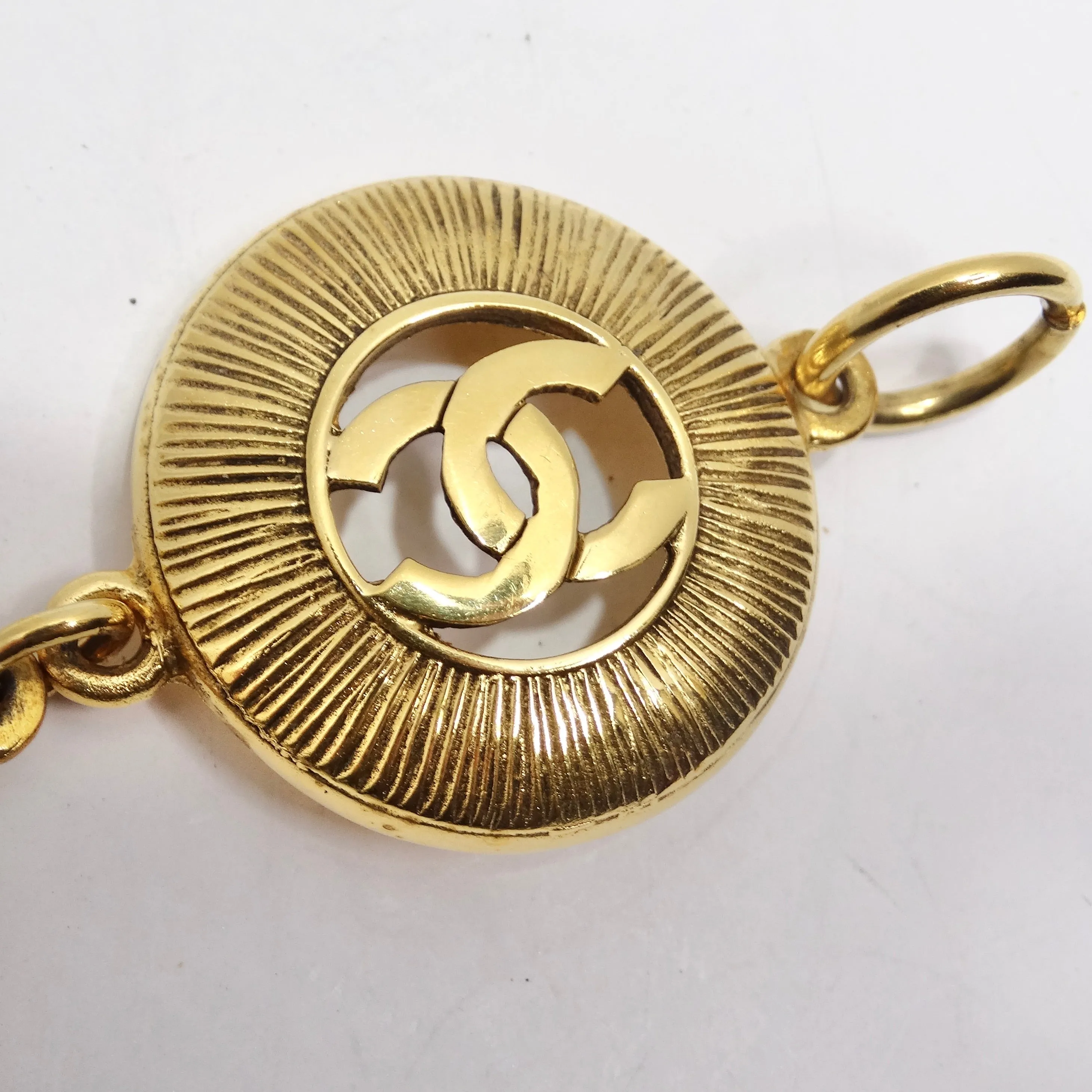 Chanel 1980s Logo Medallion Charm Necklace and Bracelet Set