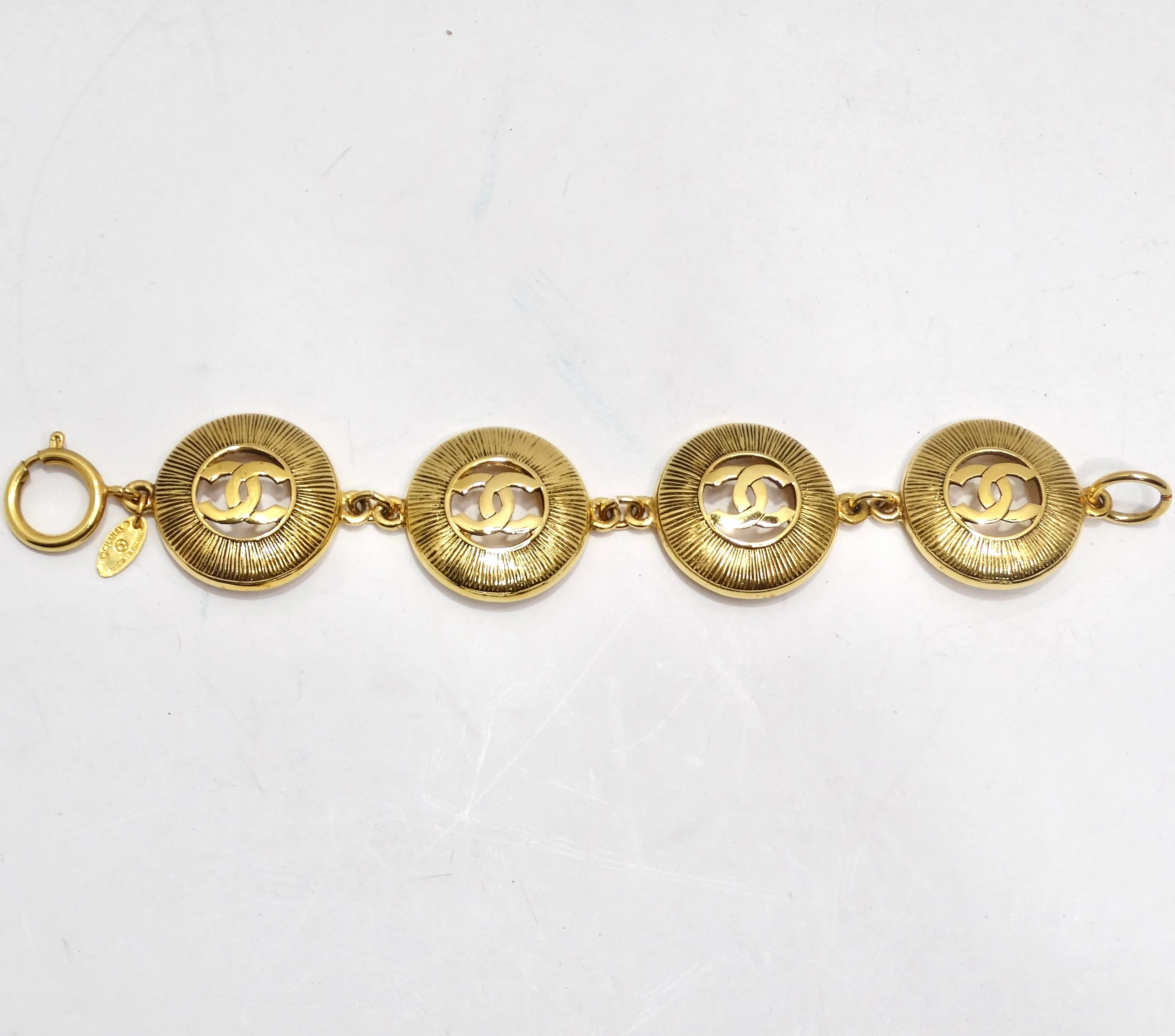 Chanel 1980s Logo Medallion Charm Necklace and Bracelet Set