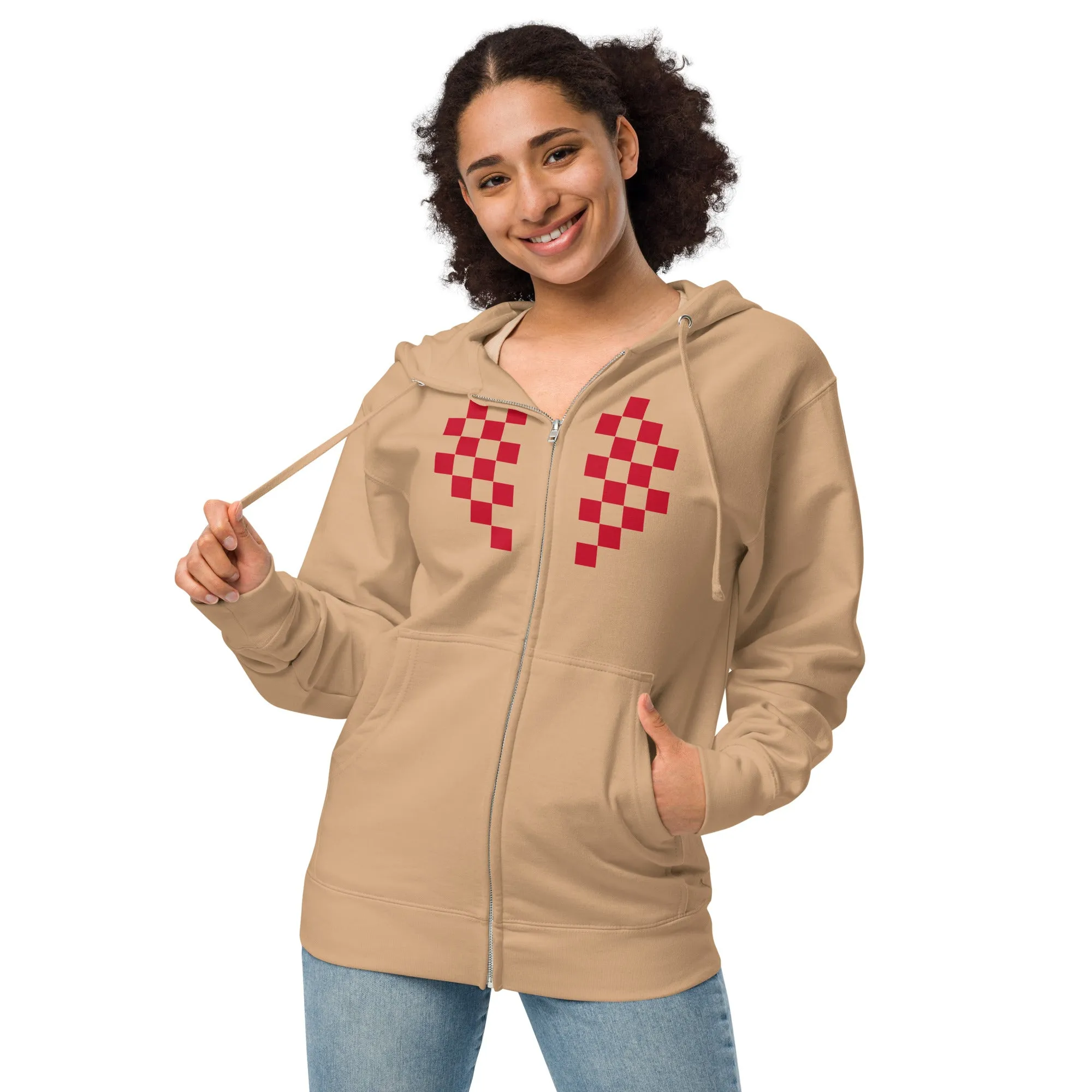 Checkered Heart zip up hoodie