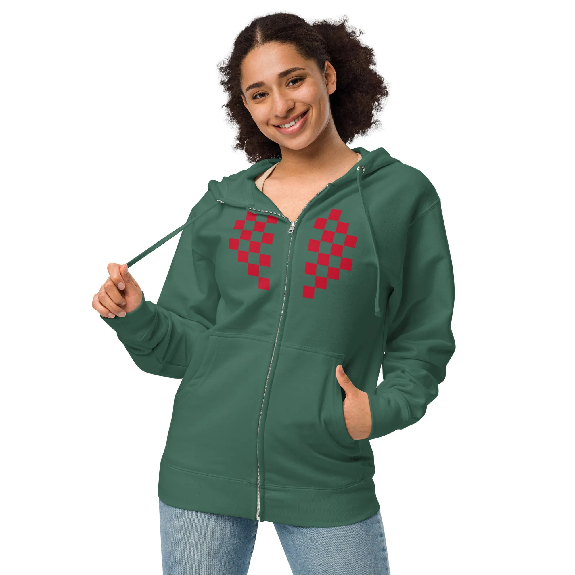 Checkered Heart zip up hoodie