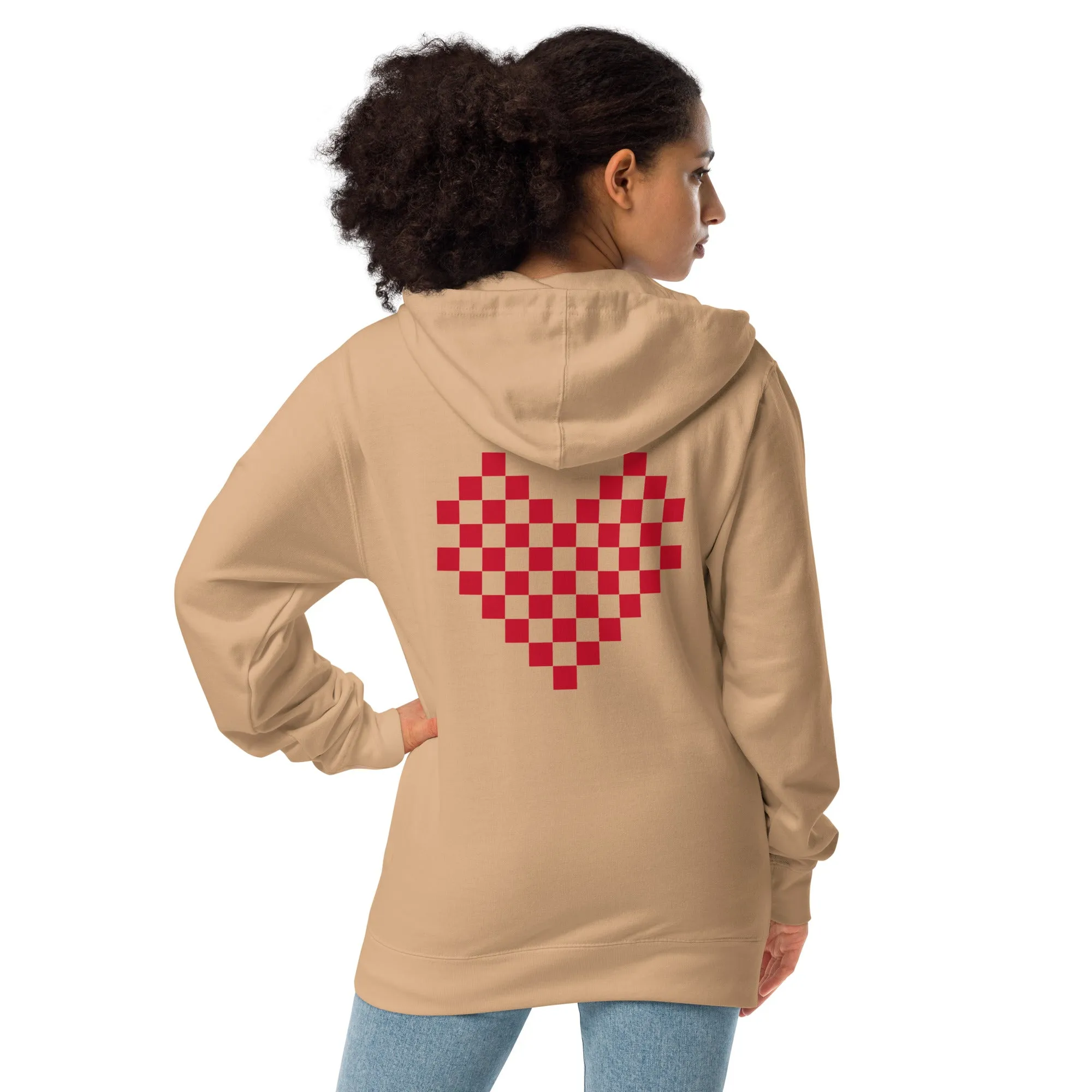 Checkered Heart zip up hoodie