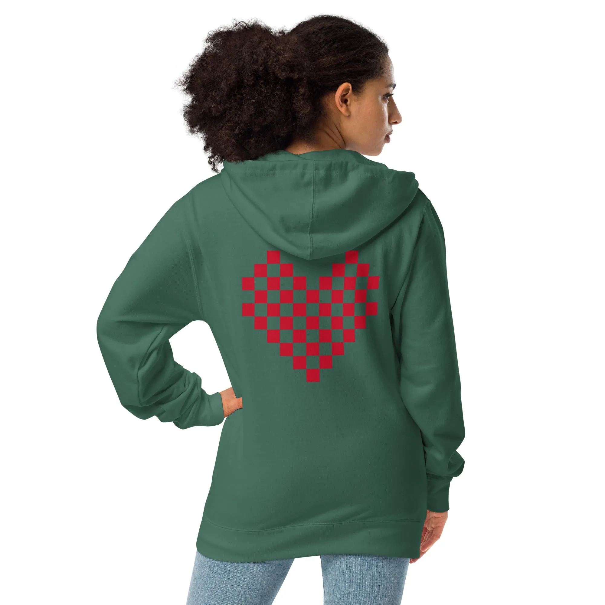 Checkered Heart zip up hoodie