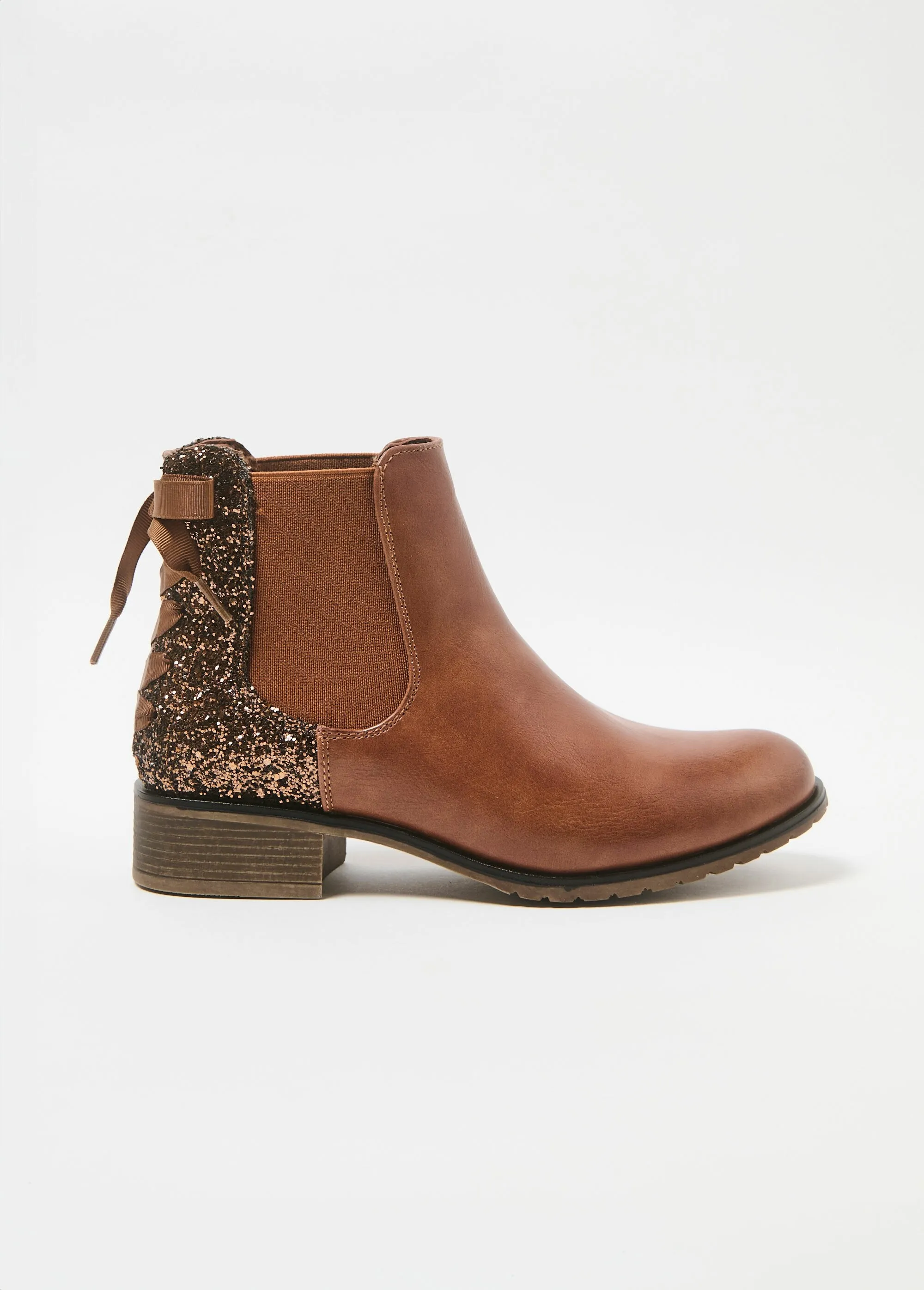 Chelsea boots with fancy heels and bow