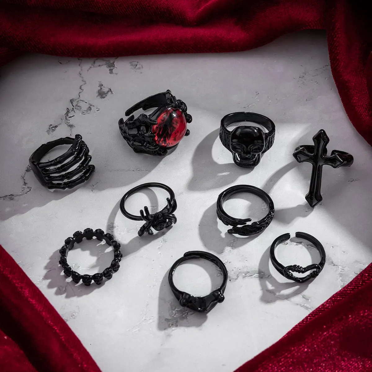 Chic 9 Pieces Halloween Rings Set