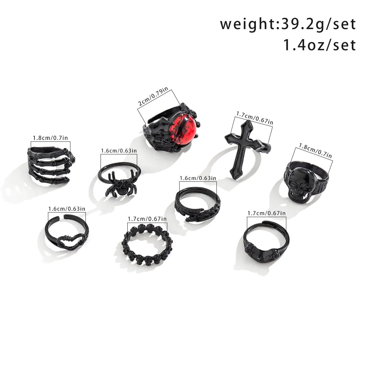 Chic 9 Pieces Halloween Rings Set