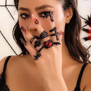 Chic 9 Pieces Halloween Rings Set
