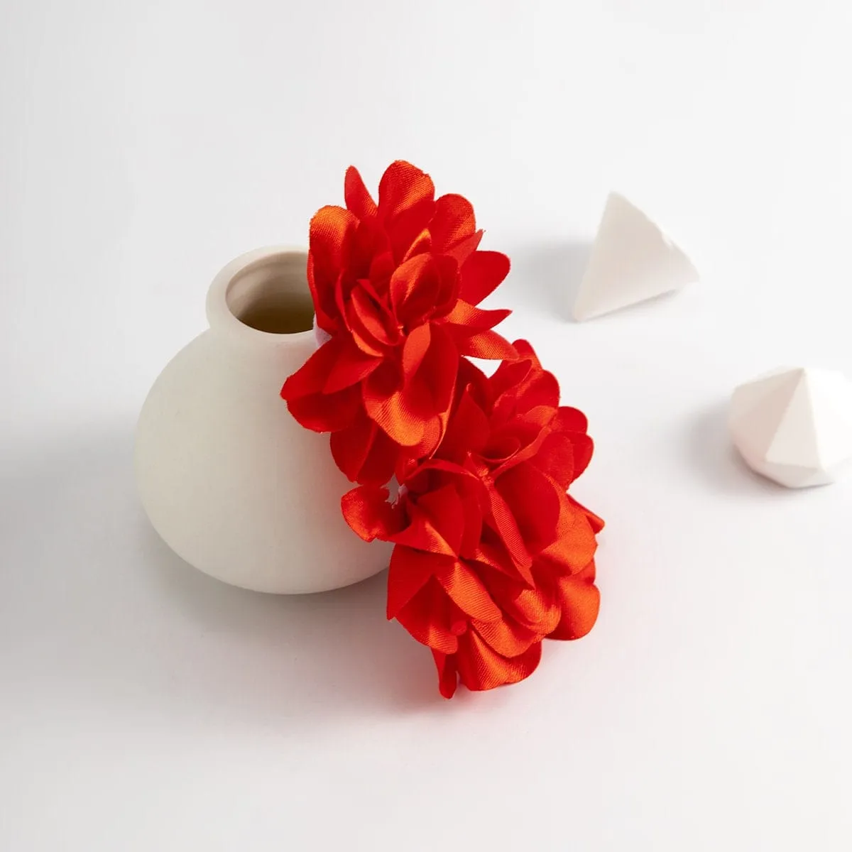 Chic Dangling Fabric Flower Earrings