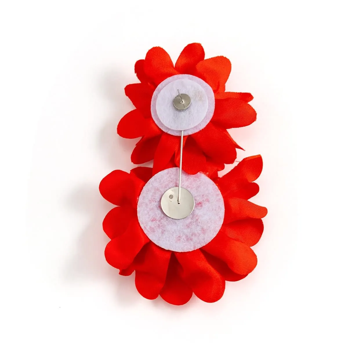 Chic Dangling Fabric Flower Earrings