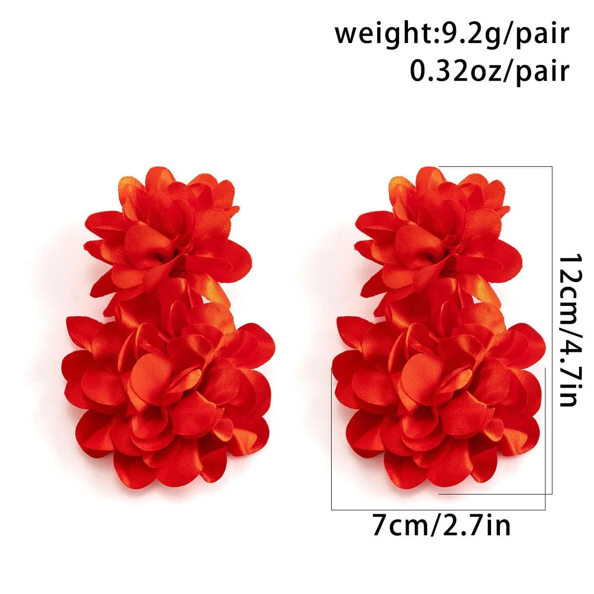 Chic Dangling Fabric Flower Earrings
