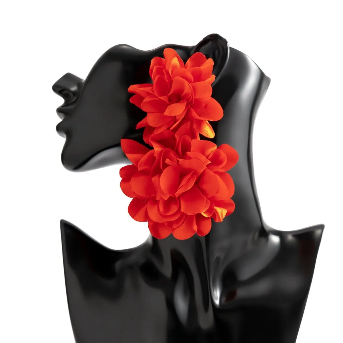 Chic Dangling Fabric Flower Earrings