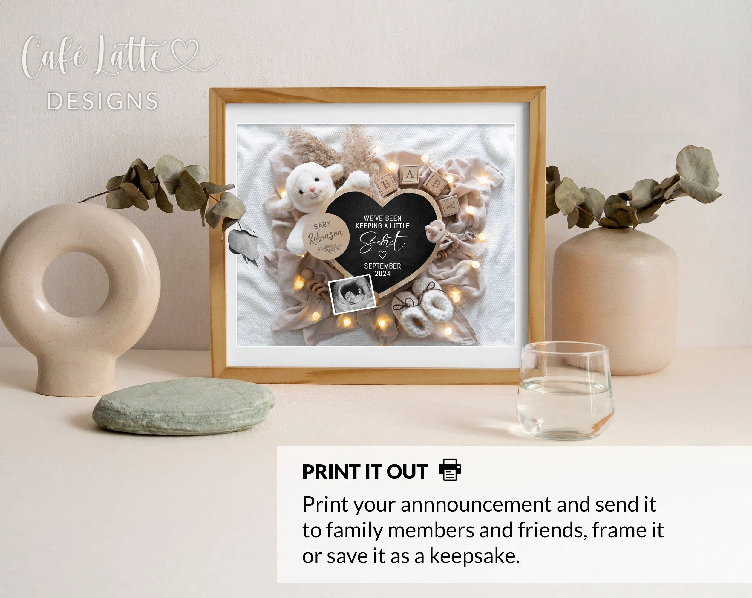 Christmas Pregnancy Announcement Digital Editable Template  - Santa Hat