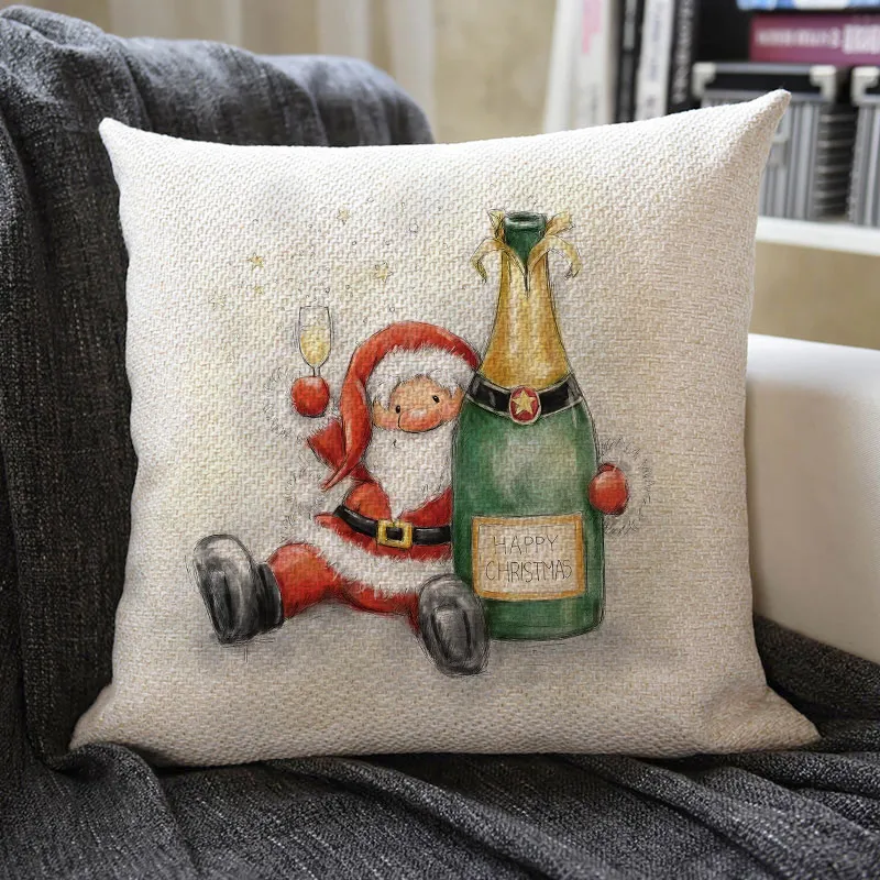 Christmas Themed Linen Pillowcase